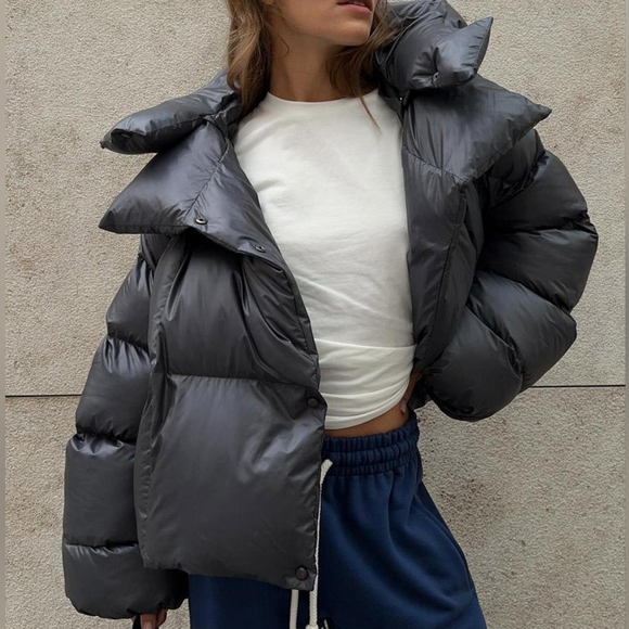 Dark Grey Puffer Jacket - Picture 1 of 4